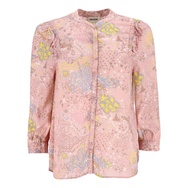 Zadig & Voltaire Abstract Print Frill Detail Shirt. Size S
