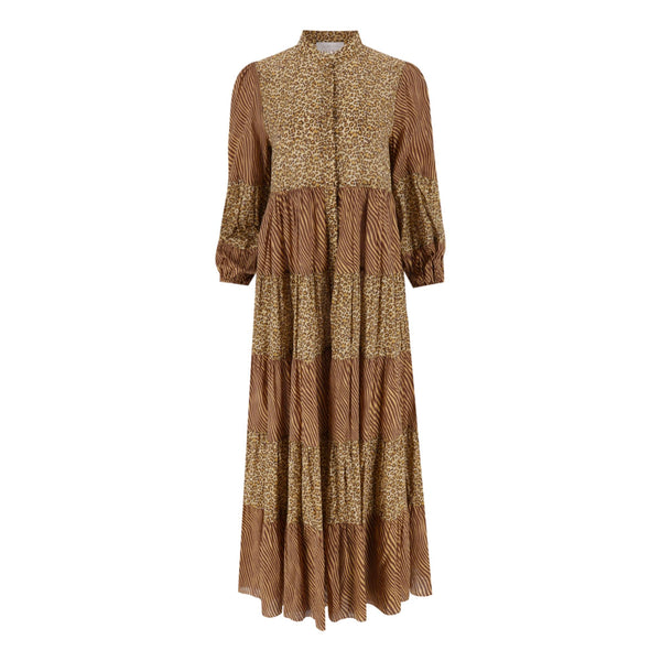 Zimmermann Animal Print Tiered Cotton Maxi Dress. Size 2