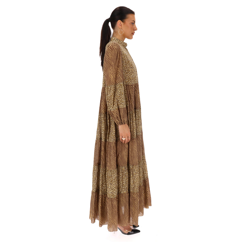 Zimmermann Animal Print Tiered Cotton Maxi Dress. Size 2