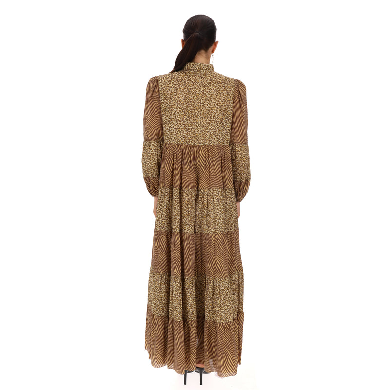 Zimmermann Animal Print Tiered Cotton Maxi Dress. Size 2