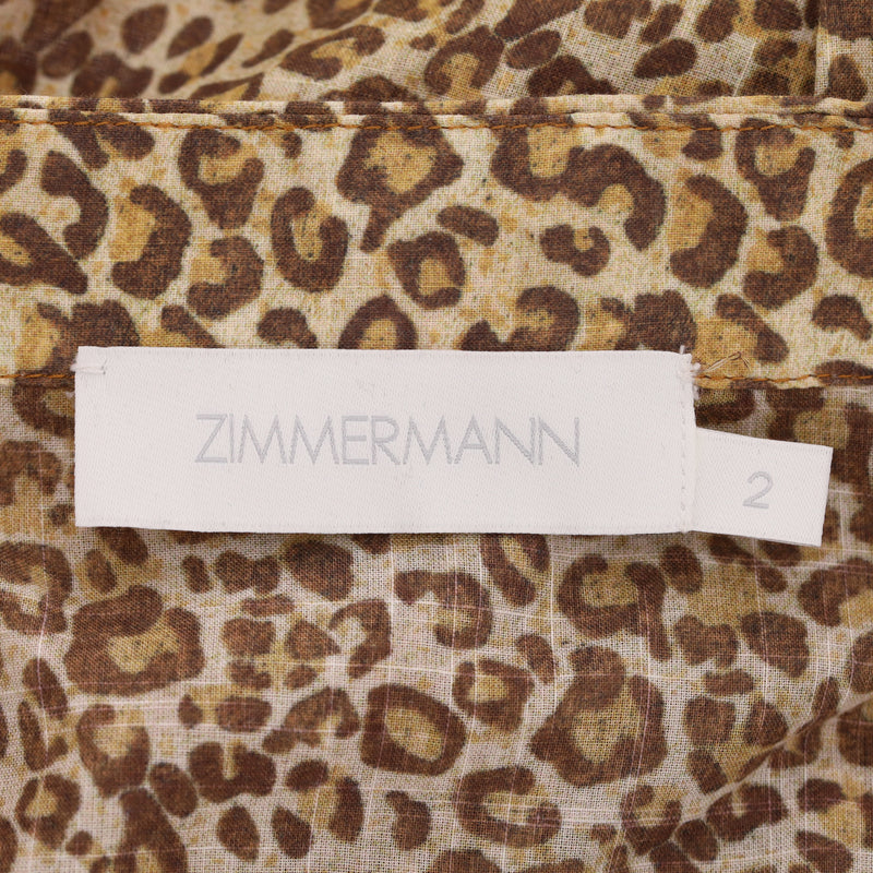 Zimmermann Animal Print Tiered Cotton Maxi Dress. Size 2