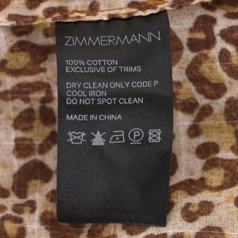 Zimmermann Animal Print Tiered Cotton Maxi Dress. Size 2