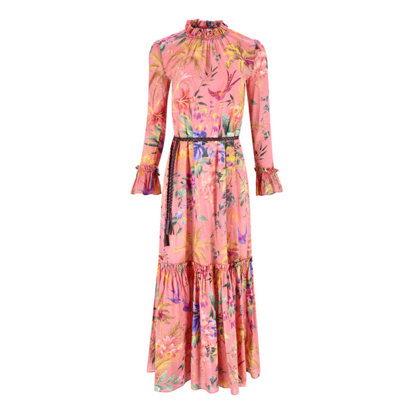 Zimmermann Floral Print Frill Cotton Voile Maxi Dress. Size 0