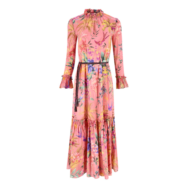 Zimmermann Floral Print Frill Cotton Voile Maxi Dress. Size 0