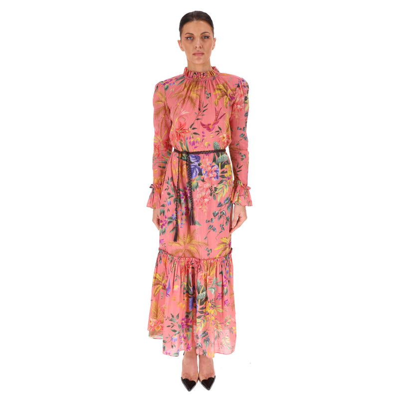 Zimmermann Floral Print Frill Cotton Voile Maxi Dress. Size 0