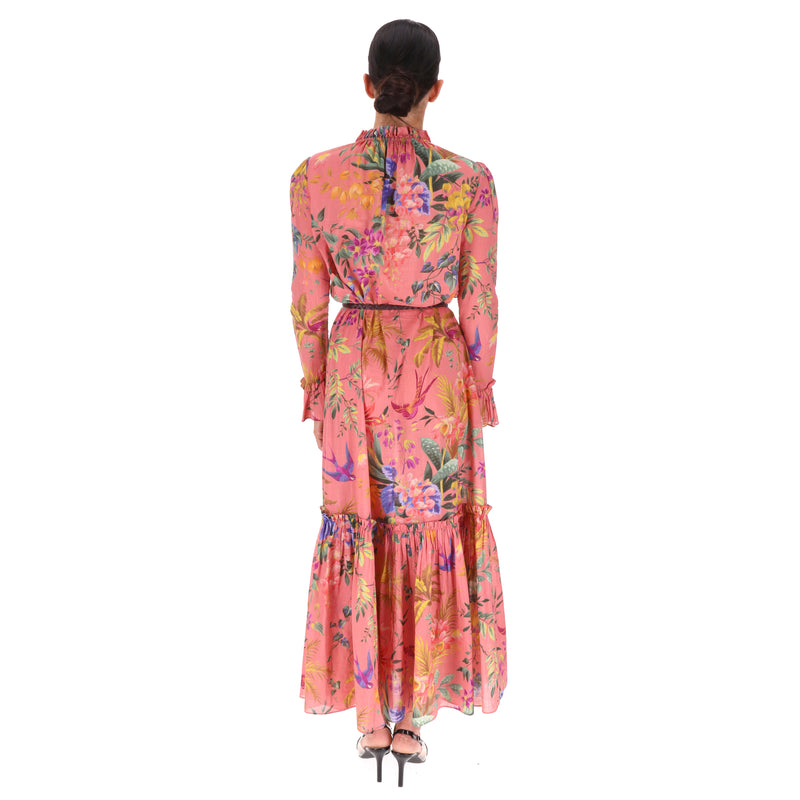 Zimmermann Floral Print Frill Cotton Voile Maxi Dress. Size 0