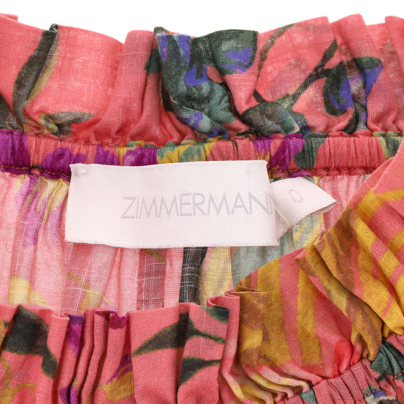 Zimmermann Floral Print Frill Cotton Voile Maxi Dress. Size 0