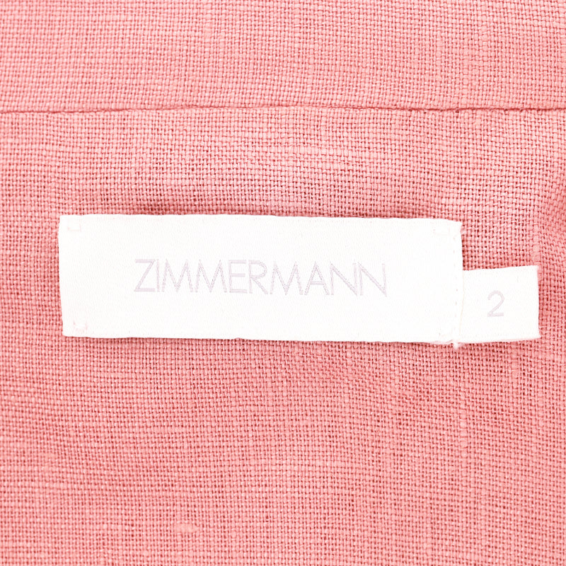 Zimmermann Moonshine Wide Leg Linen Belted Jumpsuit. Size 2