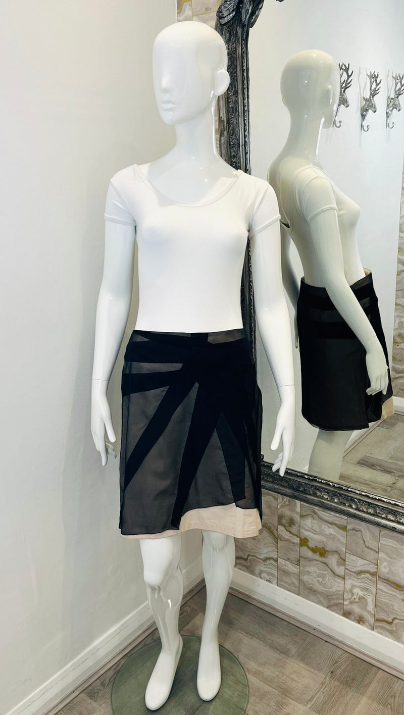 Bottega Veneta Silk & Cotton Layered Skirt. Size 40IT