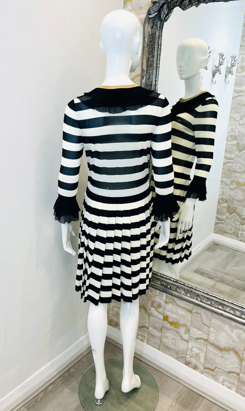 Gucci Striped Dress with 'GG' Pearl Buttons. Size L