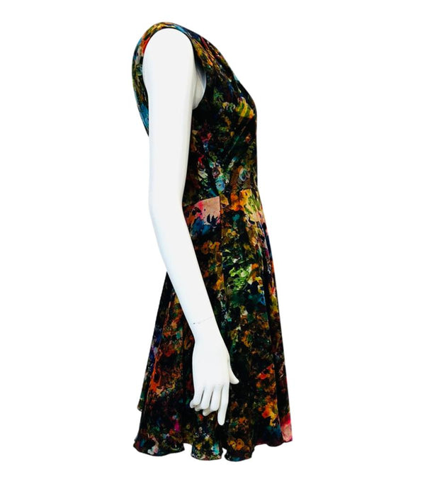 Erdem Fit & Flare Printed Silk Dress. Size 8UK