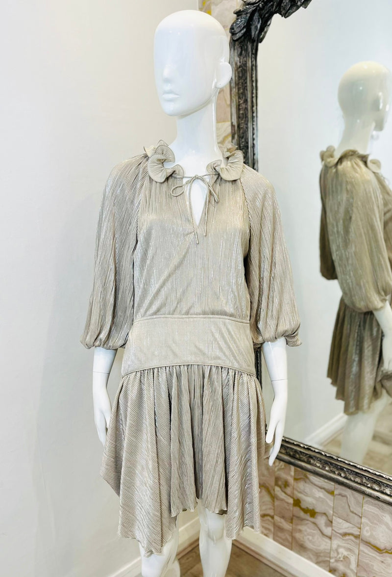 Jonathan Simkhai Asymmetric Plisse Metallic Dress. Size 8US