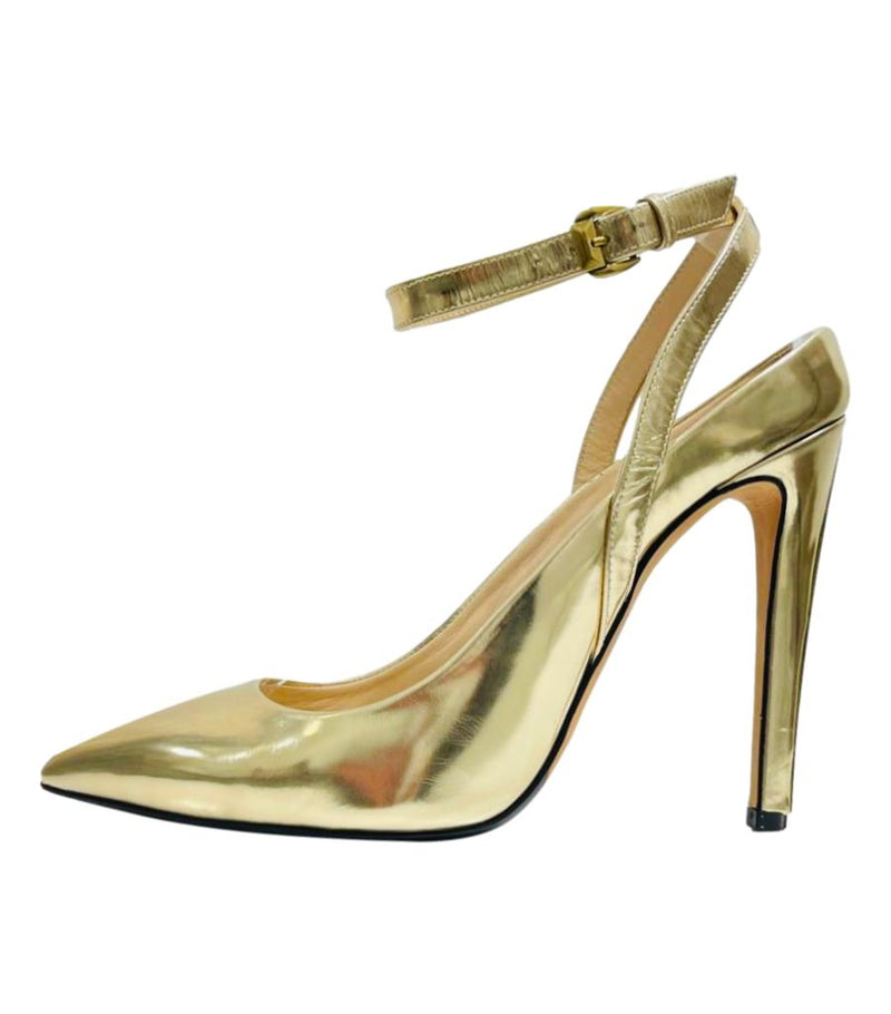 Emilio Pucci Metallic Ankle Strap Heels. Size 40