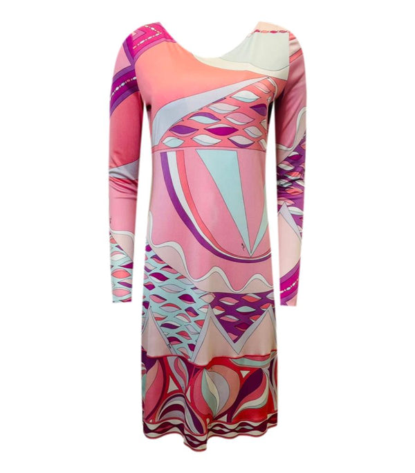 Emilio Pucci Abstract Print Silk Dress. Size 44FR