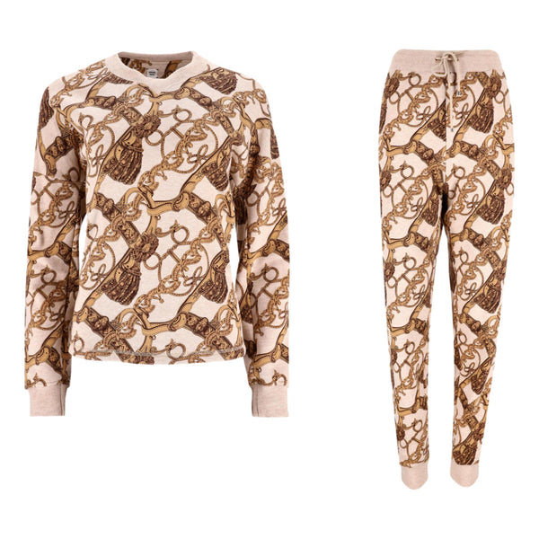 Hermes Bride De Cour Cotton & Camel Hair Matching Sweater & Joggers. Size 42FR