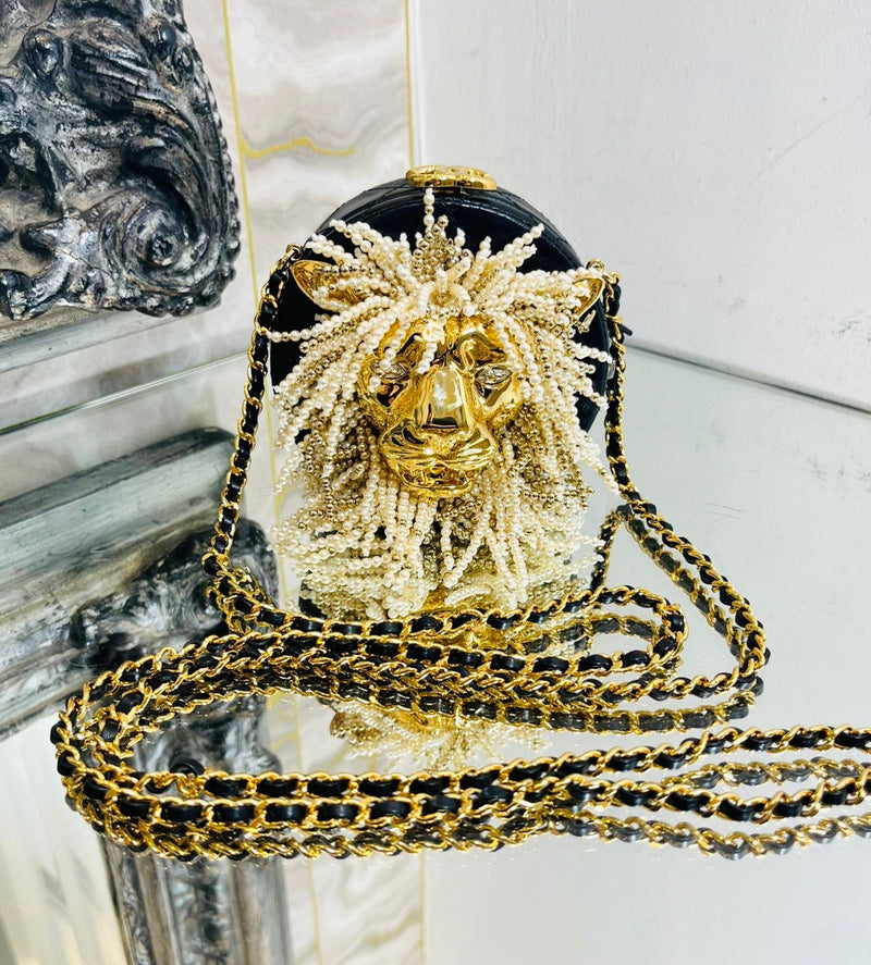 Chanel Lion Head Pearl & Leather Evening Bag
