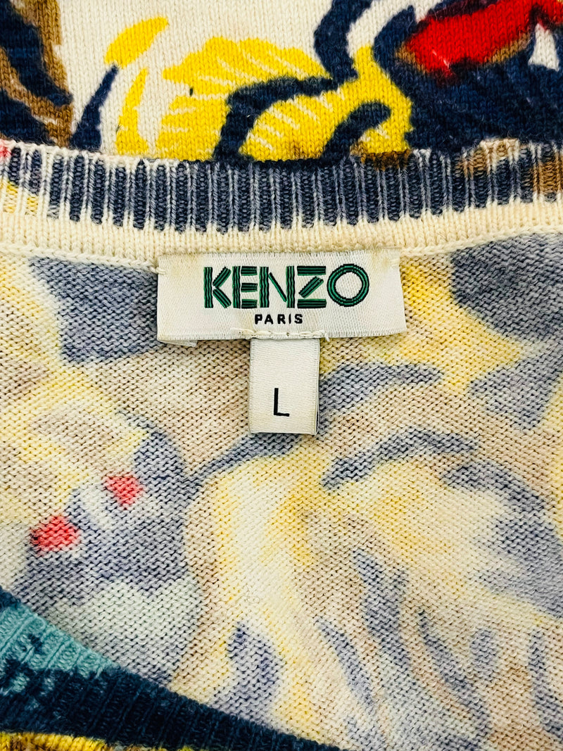Kenzo Tiger Print Wool Dress. Size L