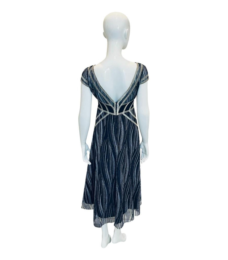 Amanda Wakeley Tulle-Panelled Metallic Dress. Size 10UK