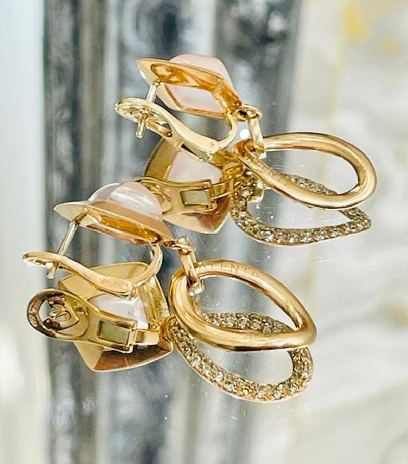 Valente 18k Rose Gold Icy Jadeite & Diamond Drop Earrings