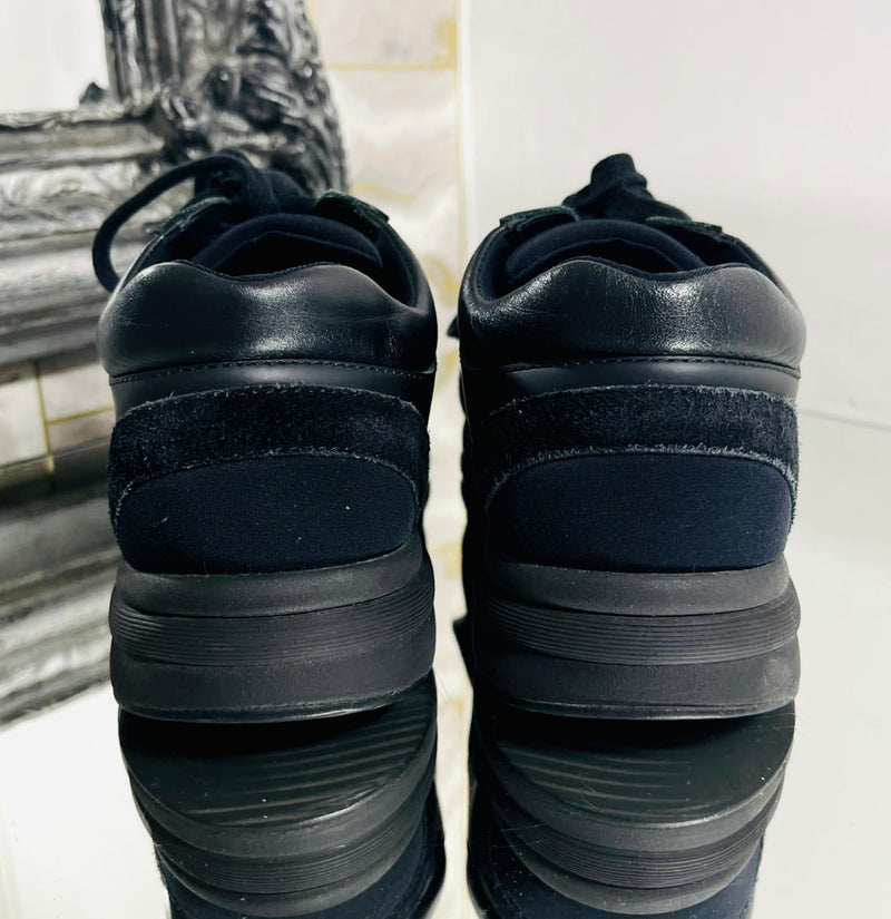 Chanel 'CC' Logo All Black Suede Sneakers. Size 35.5
