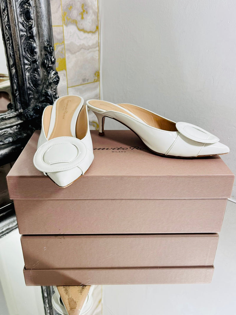 Gianvito Rossi Leather Round Buckle Mules. 35.5