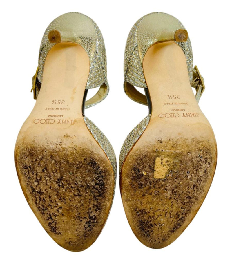 Jimmy Choo Glitter Mary Jane Sandals. Size 35.5