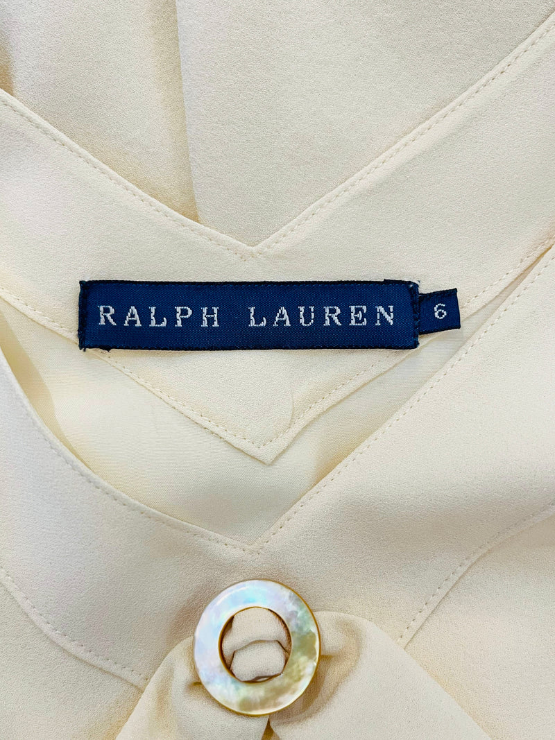 Ralph Lauren Silk Dress With Mother-Of-Pearl Details. Size 6UK