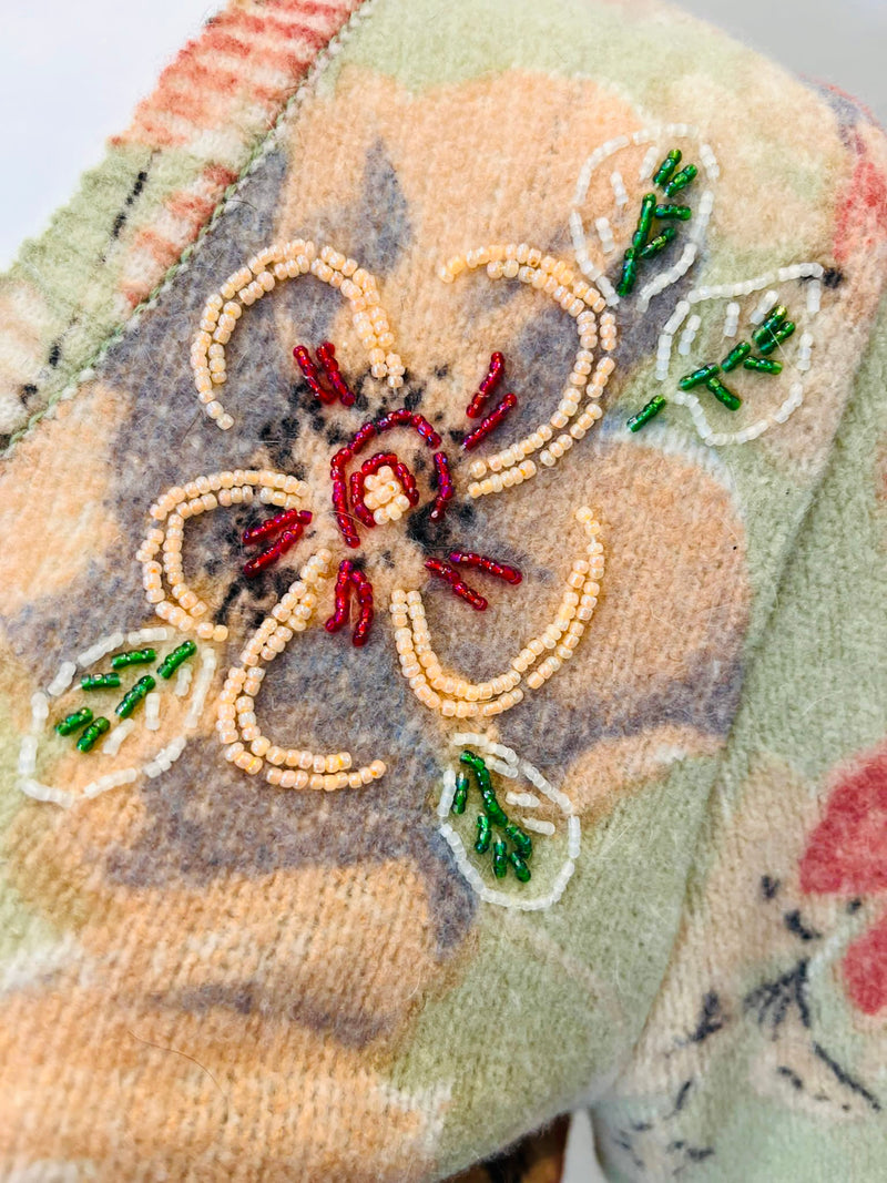 Blumarine Floral Embroidered Wool & Angora Cardigan. Size S