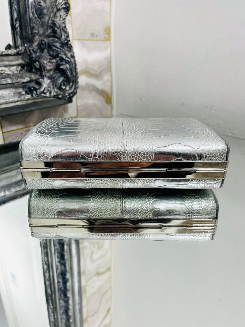 Tyler Ellis Metallic  Lizard Skin Clutch Bag With Chain Strap