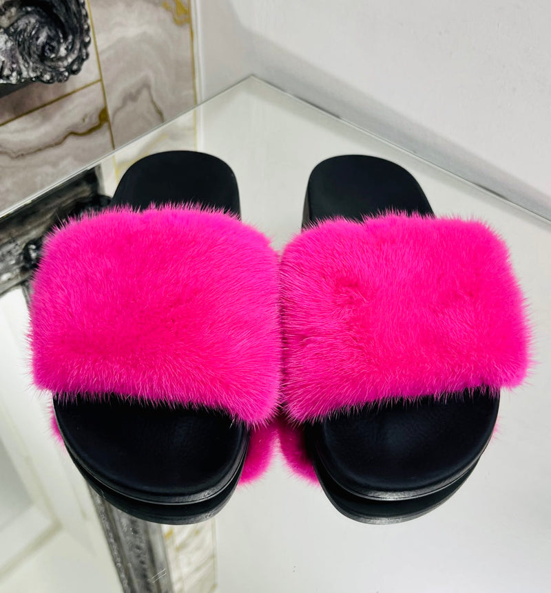 Givenchy Mink Fur Slides. Size 39