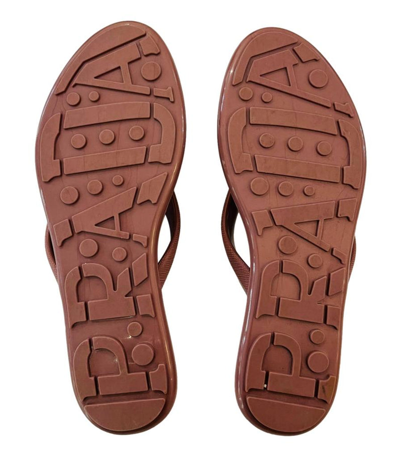Prada Rubber Logo Flip Flop Sandals. Size 35
