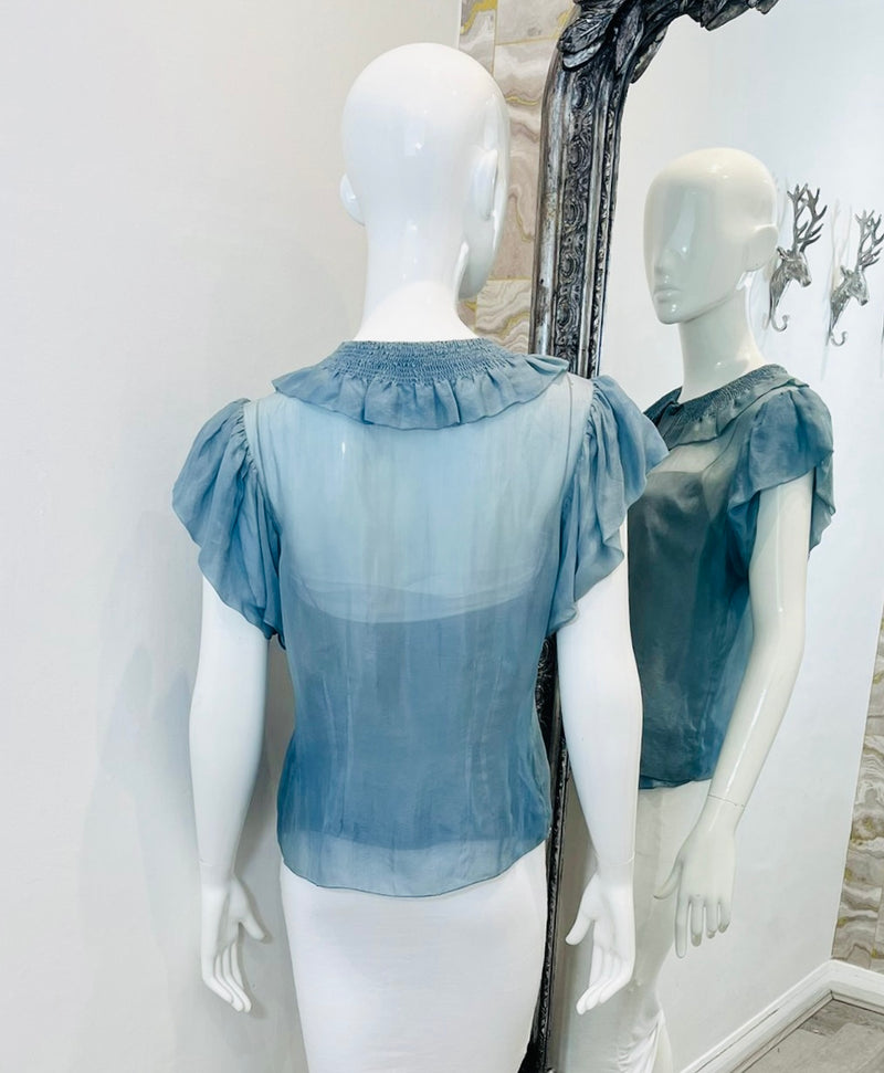 Ralph Lauren Ruffled Silk Top. Size 8US