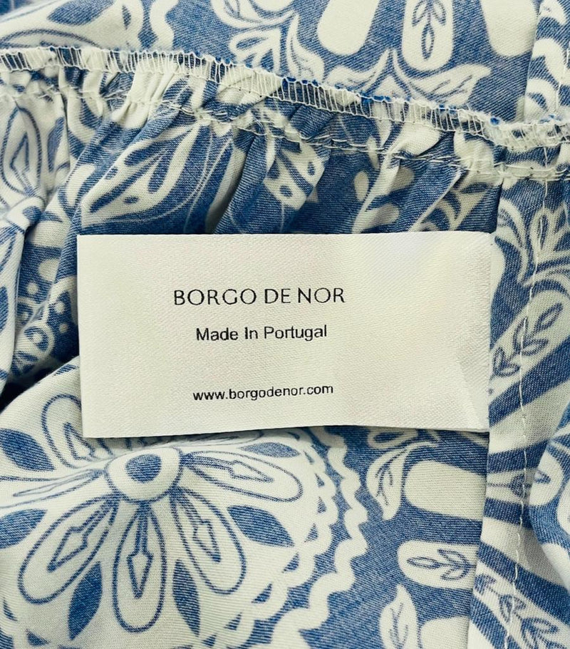 Borgo De Nor Off-Shoulder Tiered Cotton Dress. Size 8