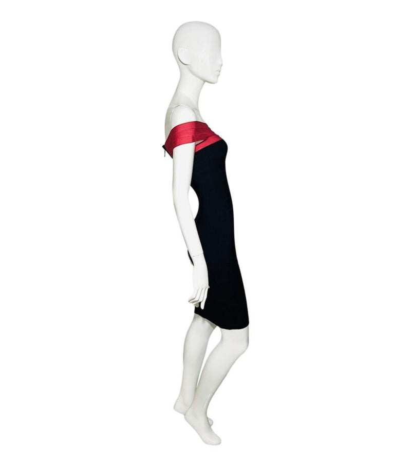 Herve Leger Off-Shoulder Bandage Dress. Size XXS