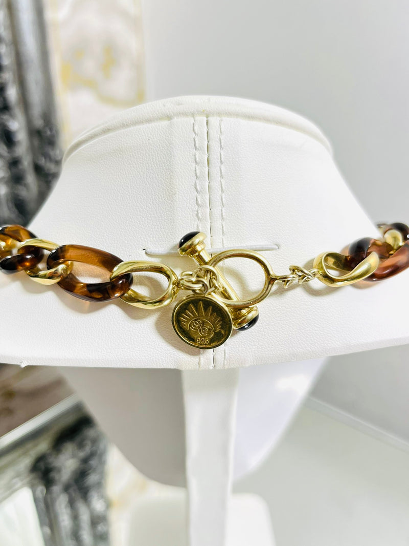 Angelique De Paris Resin & 18K Gold Plated Sterling Silver Link Necklace