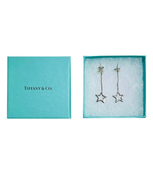 Tiffany & Co. Sterling Silver Star Drop Dangle Earrings