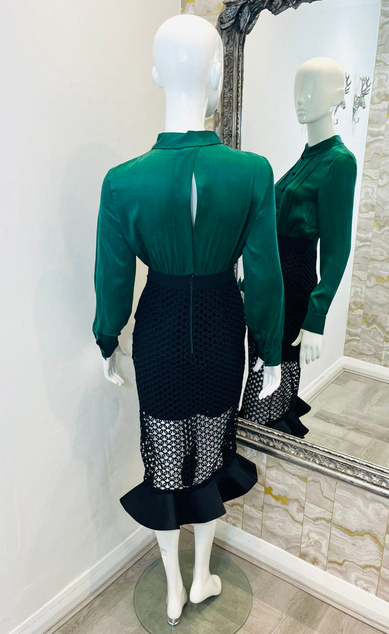 Self-Portrait Silk & Openwork Dress. Size 10UK