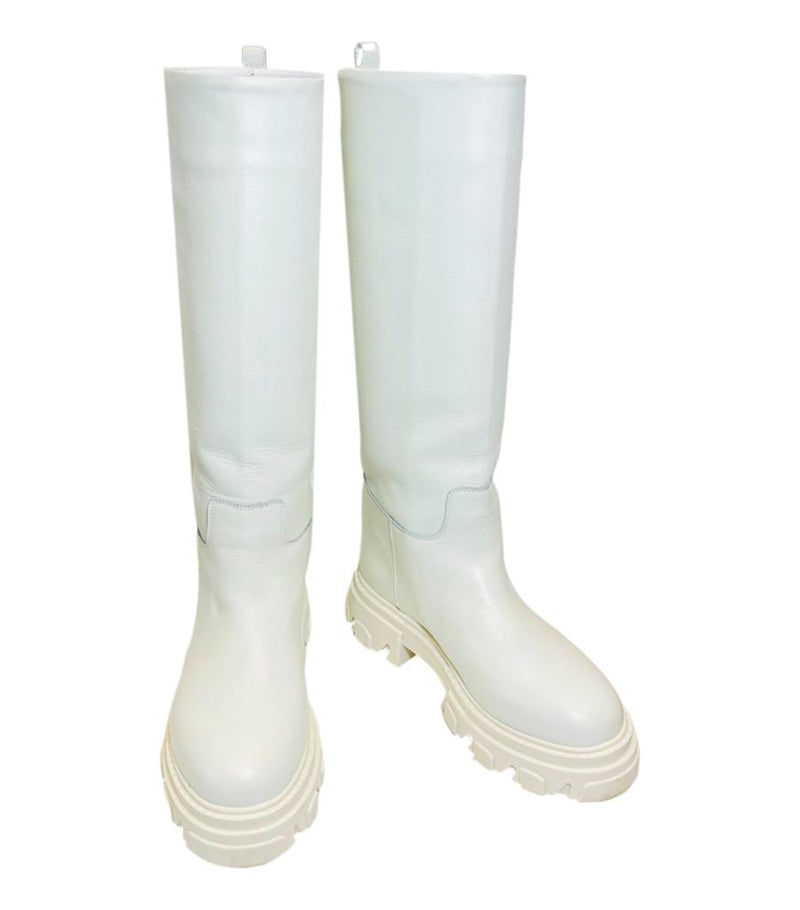 Gia X Pernille Teisbaek Tubular Leather Combat Knee Boots. Size 40