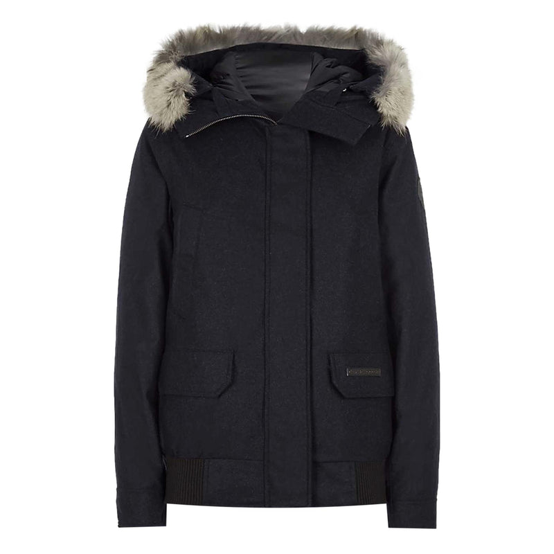 Canada Goose & Loro Piana Wool & Down Bomber Jacket With Coyote Fur Trim. Size S
