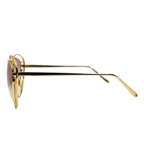 Linda Farrow Gold Plated Cat Eye Sunglasses