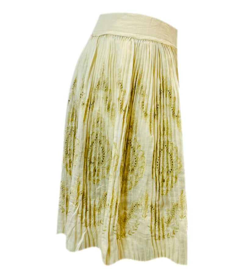 Ermanno Scervino Embroidered Ramie Skirt. Size 40IT