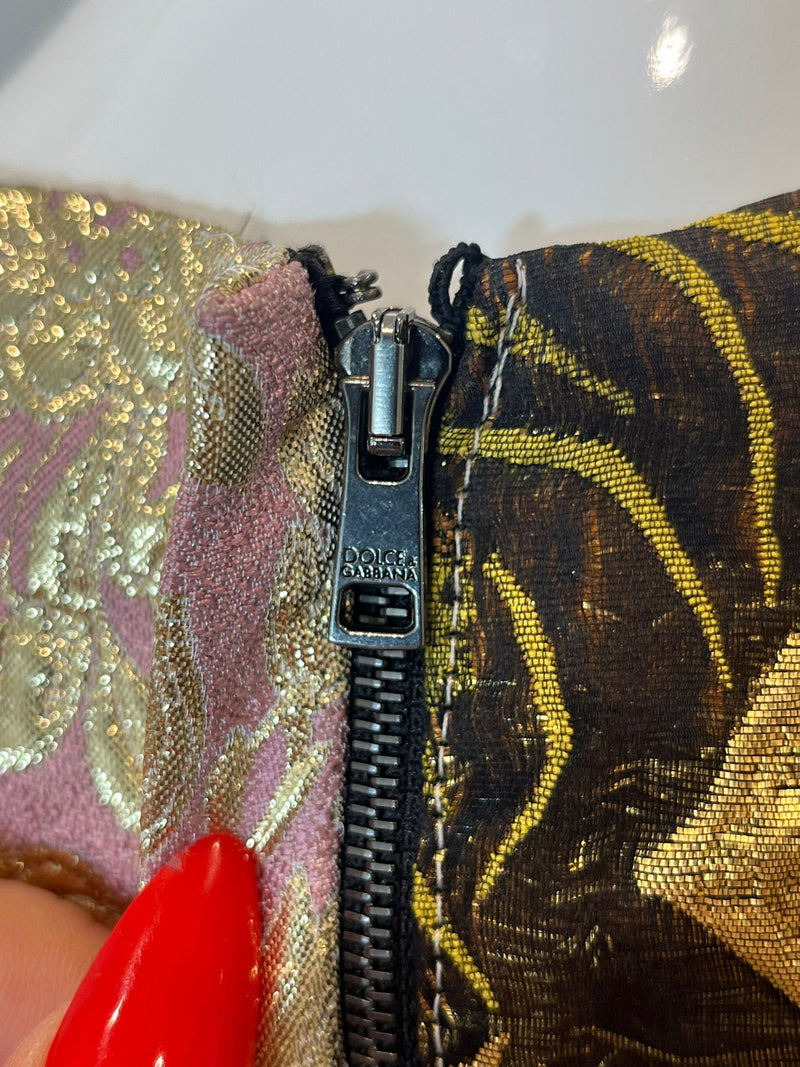Dolce & Gabbana Brocade & Lame Patchwork Dress. Size 44IT