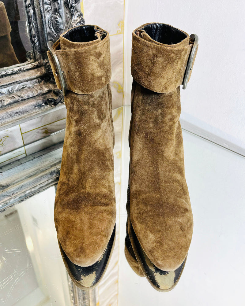 Saint Laurent Suede Joplin Ankle Boots. Size 37