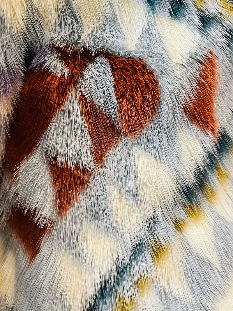 Yves Salomon Aztec Print Mink Fur Coat. Size 34FR