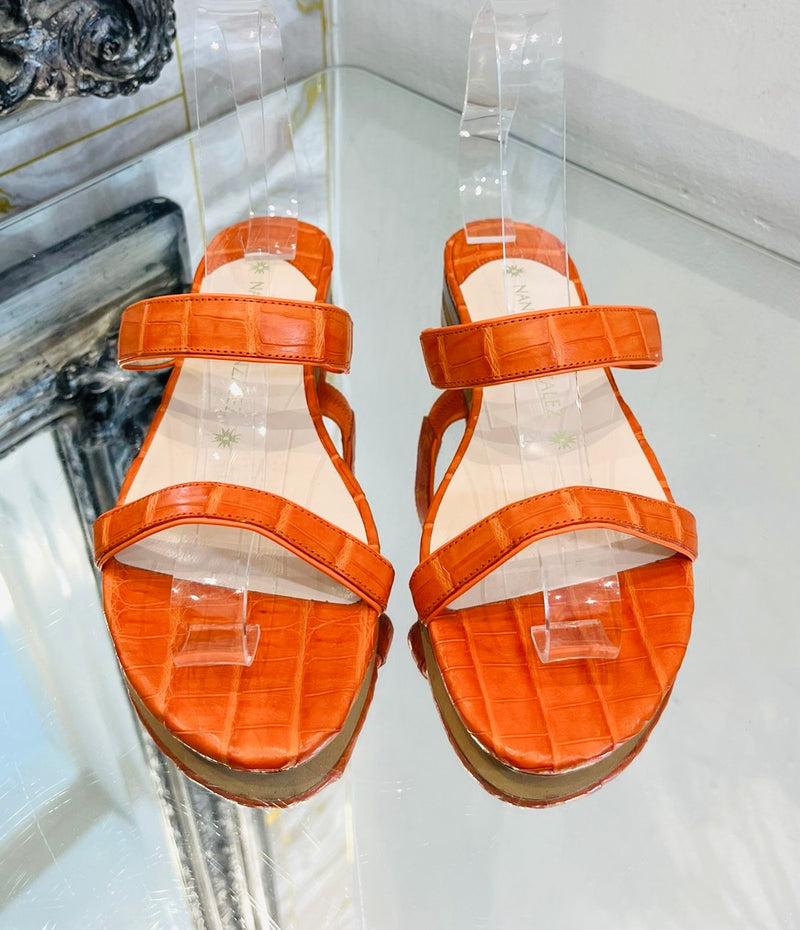 Nancy Gonzalez Crocodile Skin Sandals. Size 36
