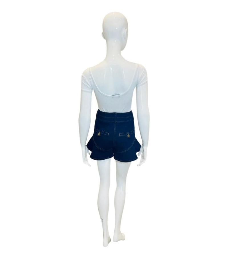 Self-Portrait Flounced Denim Shorts. Size 8UK