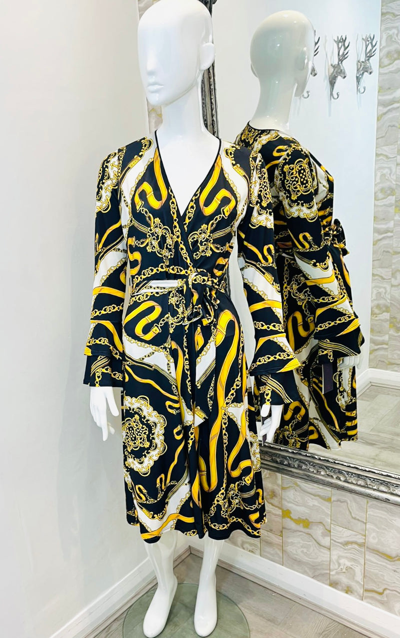 Hale Bob Chain Print Wrap Dress. Size S
