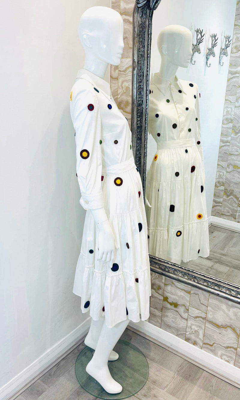 Prada Embroidered Cotton Shirt Dress. Size S