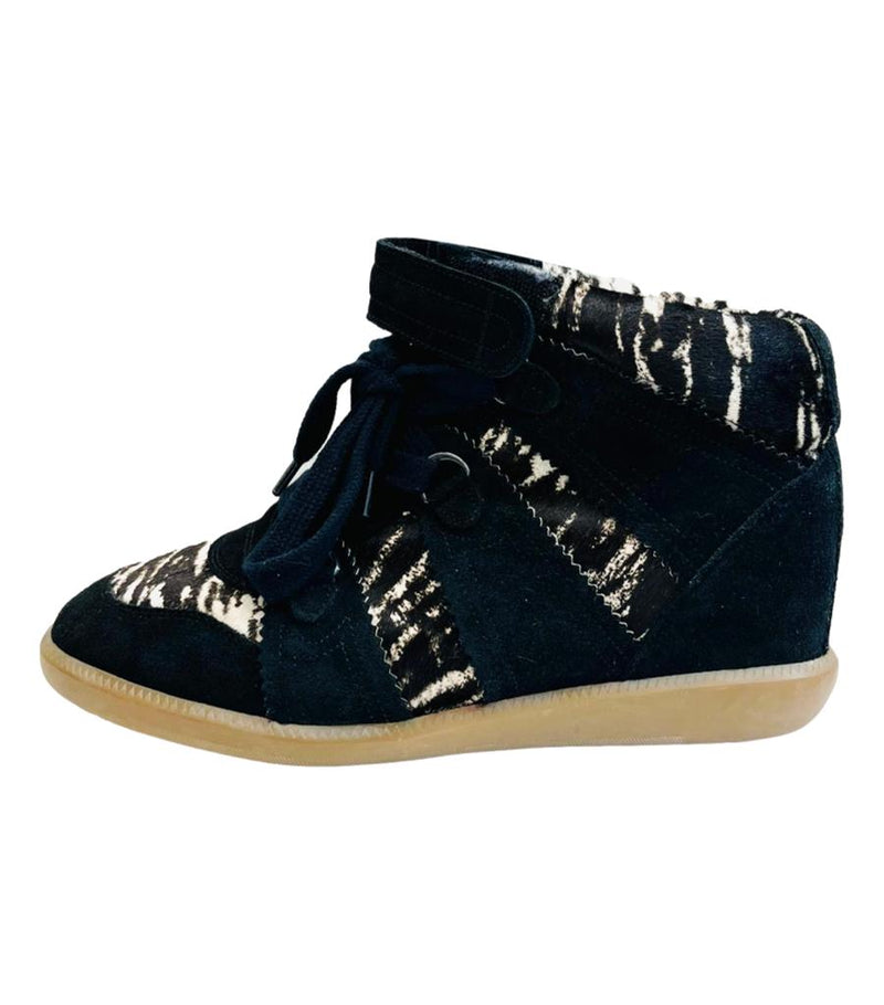Isabel Marant Pony Hair Seuede Wedge Sneakers. Size 41