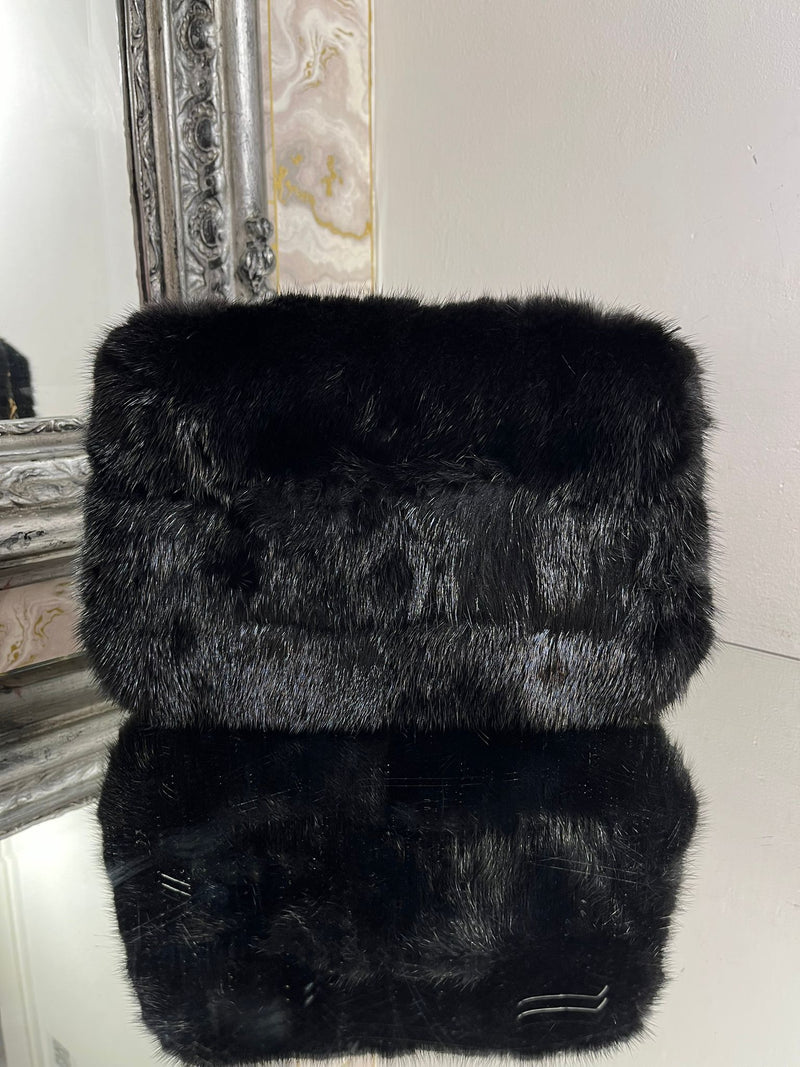 Tyler Ellis Mink Fur Clutch Bag With Leather & Chain Strap